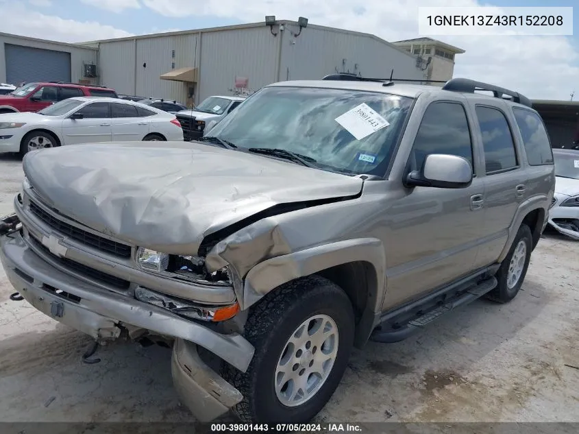 2003 Chevrolet Tahoe Z71 VIN: 1GNEK13Z43R152208 Lot: 39801443