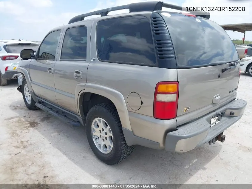 2003 Chevrolet Tahoe Z71 VIN: 1GNEK13Z43R152208 Lot: 39801443