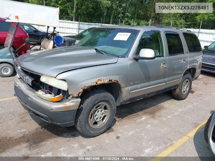 1GNEK13ZX3J228481 2003 Chevrolet Tahoe Lt