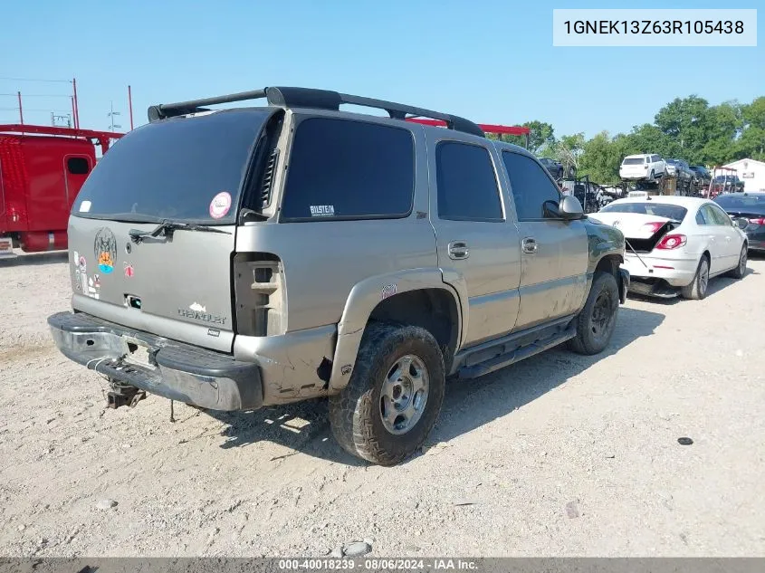 2003 Chevrolet Tahoe Z71 VIN: 1GNEK13Z63R105438 Lot: 40018239