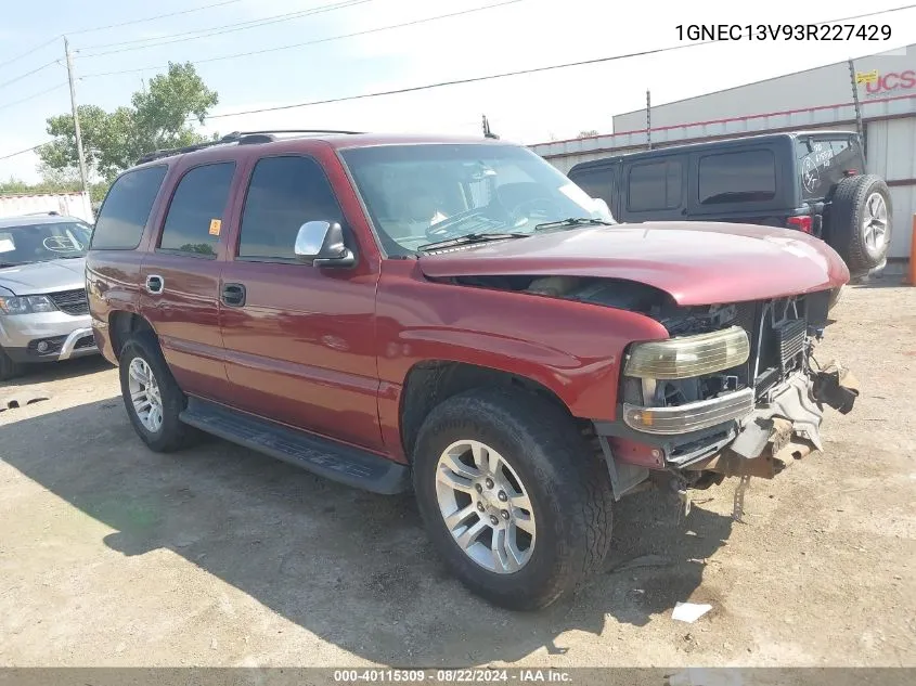 2003 Chevrolet Tahoe Ls VIN: 1GNEC13V93R227429 Lot: 40115309