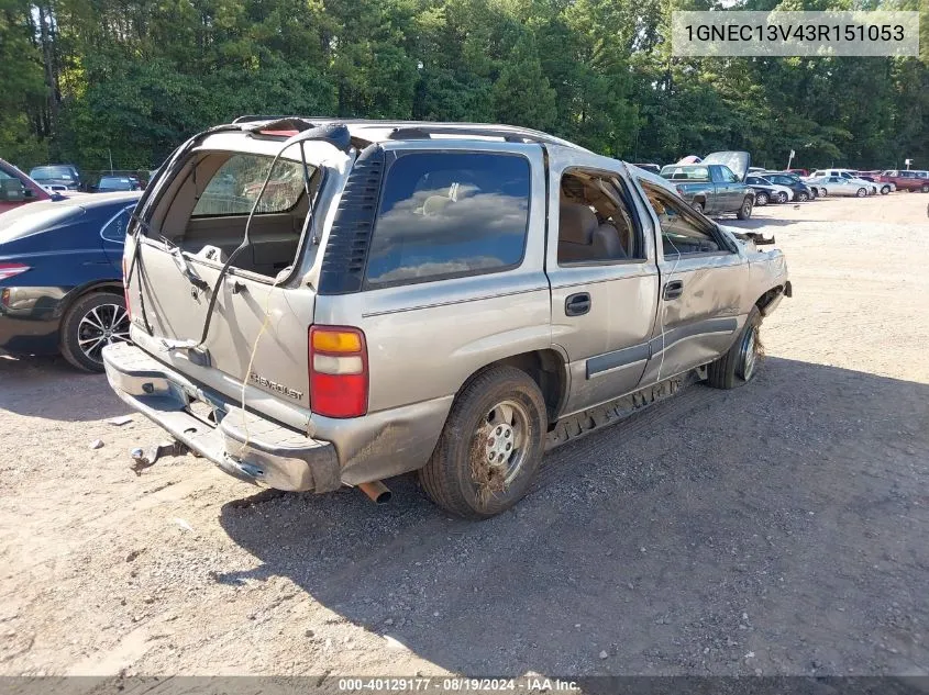 2003 Chevrolet Tahoe Ls VIN: 1GNEC13V43R151053 Lot: 40129177