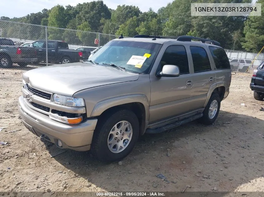 2003 Chevrolet Tahoe Z71 VIN: 1GNEK13Z03R128794 Lot: 40252215