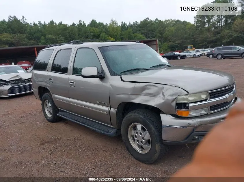 2003 Chevrolet Tahoe Lt VIN: 1GNEC13Z33R110108 Lot: 40252335