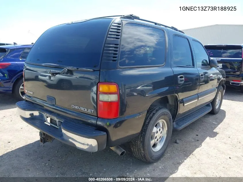 2003 Chevrolet Tahoe Ls VIN: 1GNEC13Z73R188925 Lot: 40266508