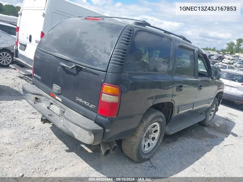 2003 Chevrolet Tahoe Ls VIN: 1GNEC13Z43J167853 Lot: 40300444