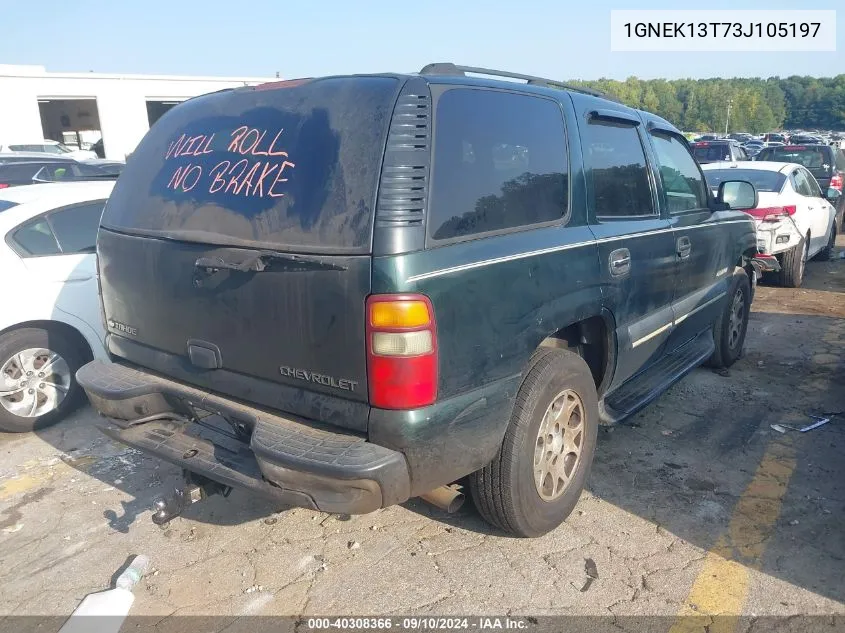 2003 Chevrolet Tahoe Ls VIN: 1GNEK13T73J105197 Lot: 40308366