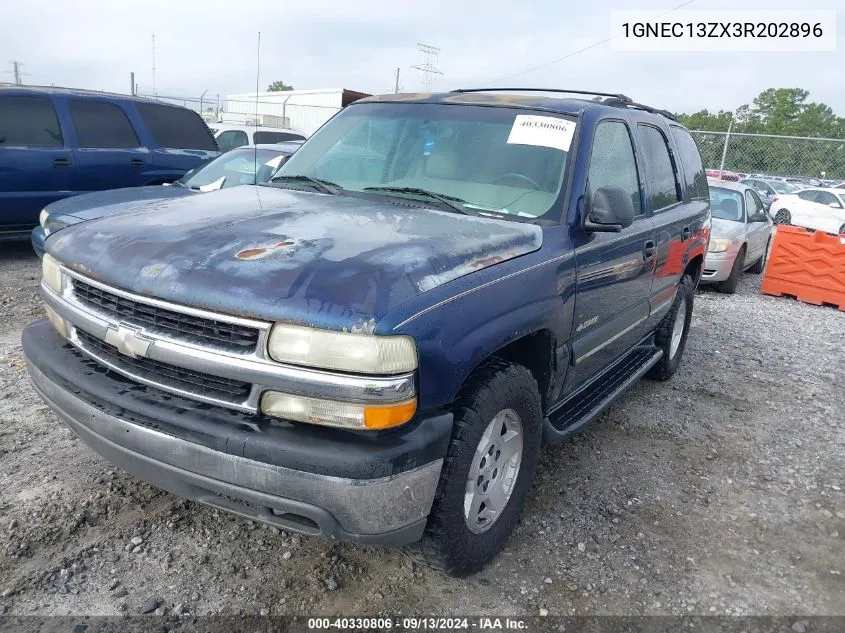 2003 Chevrolet Tahoe Ls VIN: 1GNEC13ZX3R202896 Lot: 40330806