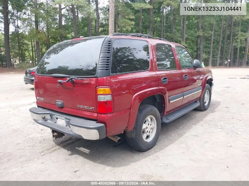 2003 Chevrolet Tahoe Ls VIN: 1GNEK13Z33J104441 Lot: 40352066