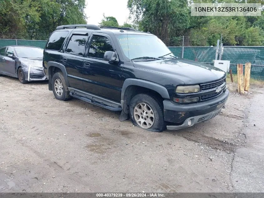 2003 Chevrolet Tahoe Z71 VIN: 1GNEK13Z53R136406 Lot: 40379239