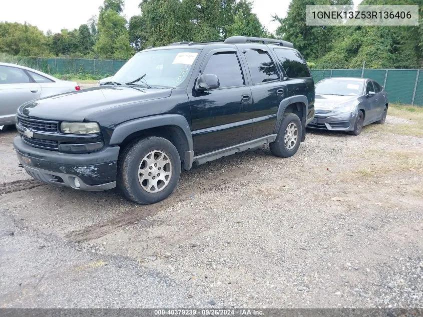 2003 Chevrolet Tahoe Z71 VIN: 1GNEK13Z53R136406 Lot: 40379239