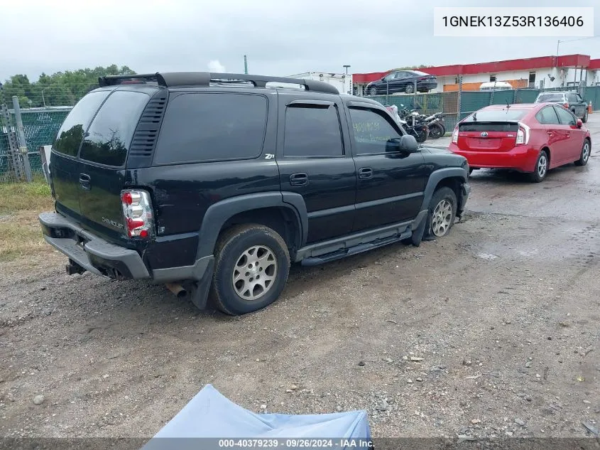 2003 Chevrolet Tahoe Z71 VIN: 1GNEK13Z53R136406 Lot: 40379239