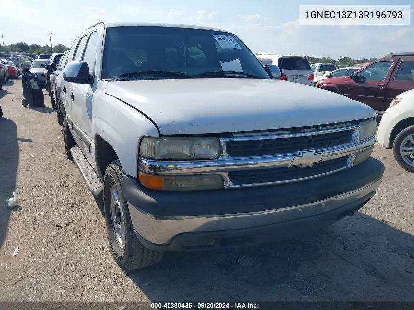 2003 Chevrolet Tahoe Lt VIN: 1GNEC13Z13R196793 Lot: 40380435