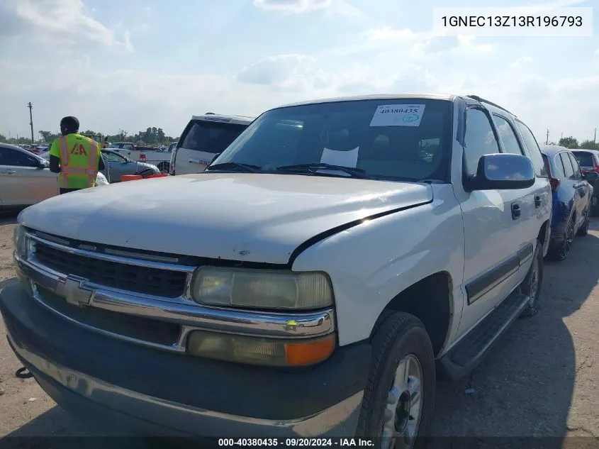 2003 Chevrolet Tahoe Lt VIN: 1GNEC13Z13R196793 Lot: 40380435