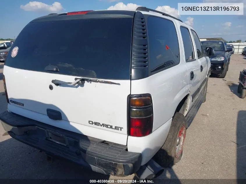 2003 Chevrolet Tahoe Lt VIN: 1GNEC13Z13R196793 Lot: 40380435