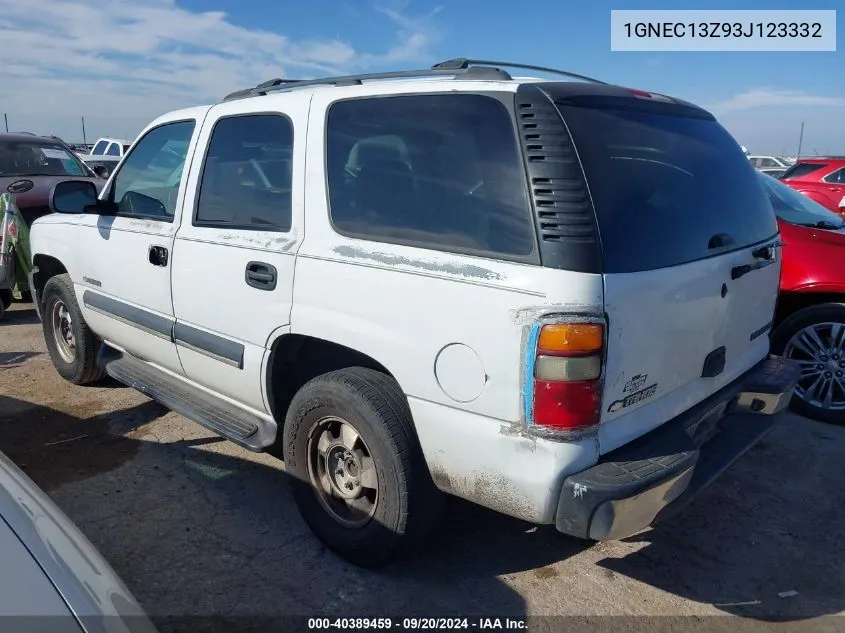 2003 Chevrolet Tahoe Ls VIN: 1GNEC13Z93J123332 Lot: 40389459