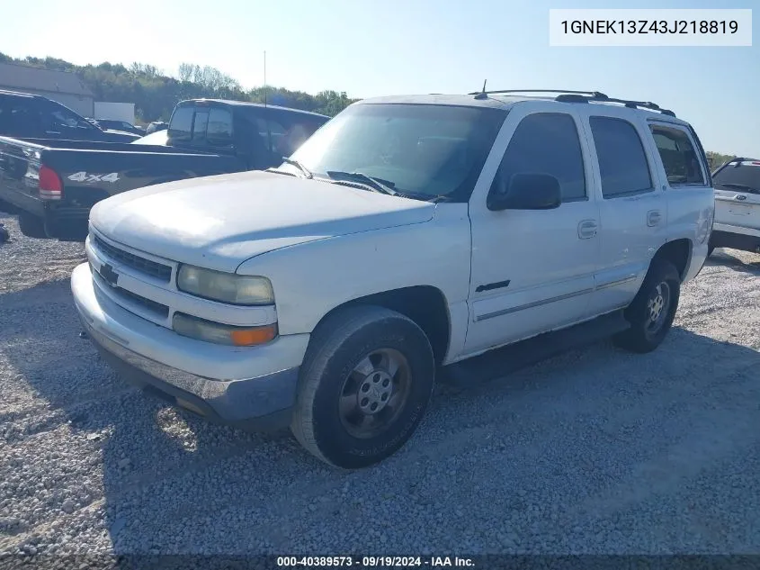 2003 Chevrolet Tahoe Lt VIN: 1GNEK13Z43J218819 Lot: 40389573