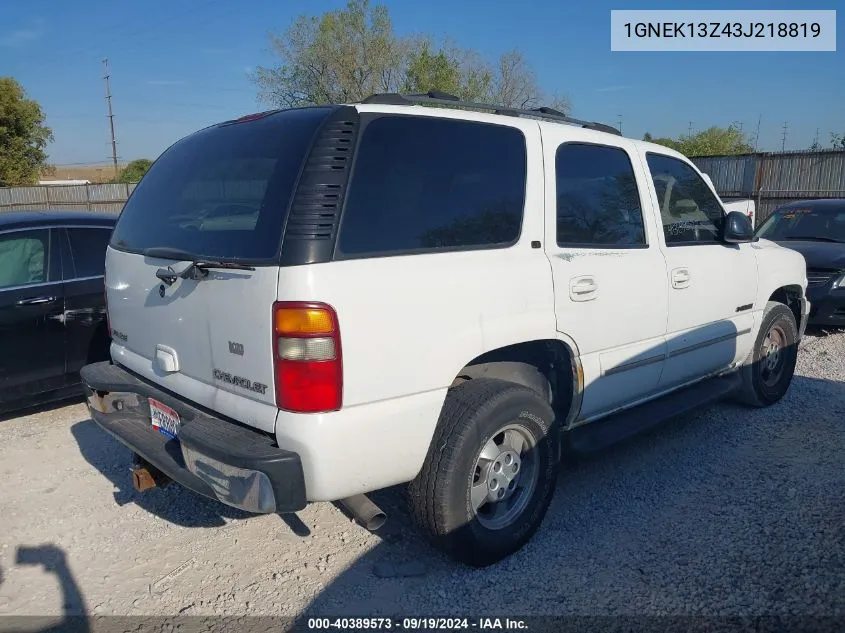 2003 Chevrolet Tahoe Lt VIN: 1GNEK13Z43J218819 Lot: 40389573