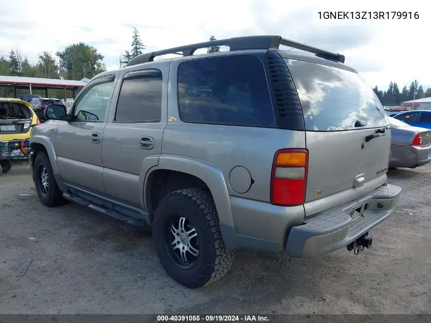 2003 Chevrolet Tahoe Z71 VIN: 1GNEK13Z13R179916 Lot: 40391055