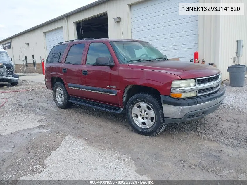 2003 Chevrolet Tahoe Ls VIN: 1GNEK13Z93J141820 Lot: 40391895