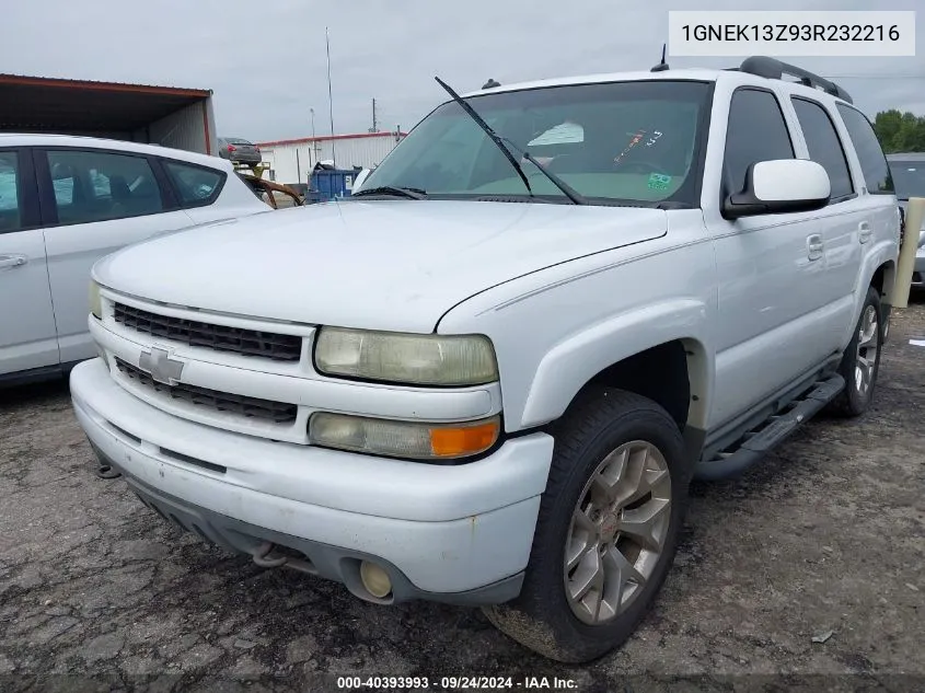 2003 Chevrolet Tahoe K1500 VIN: 1GNEK13Z93R232216 Lot: 40393993