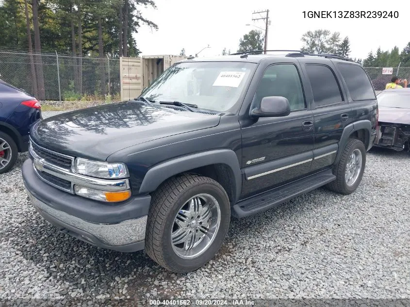 2003 Chevrolet Tahoe Lt VIN: 1GNEK13Z83R239240 Lot: 40401562