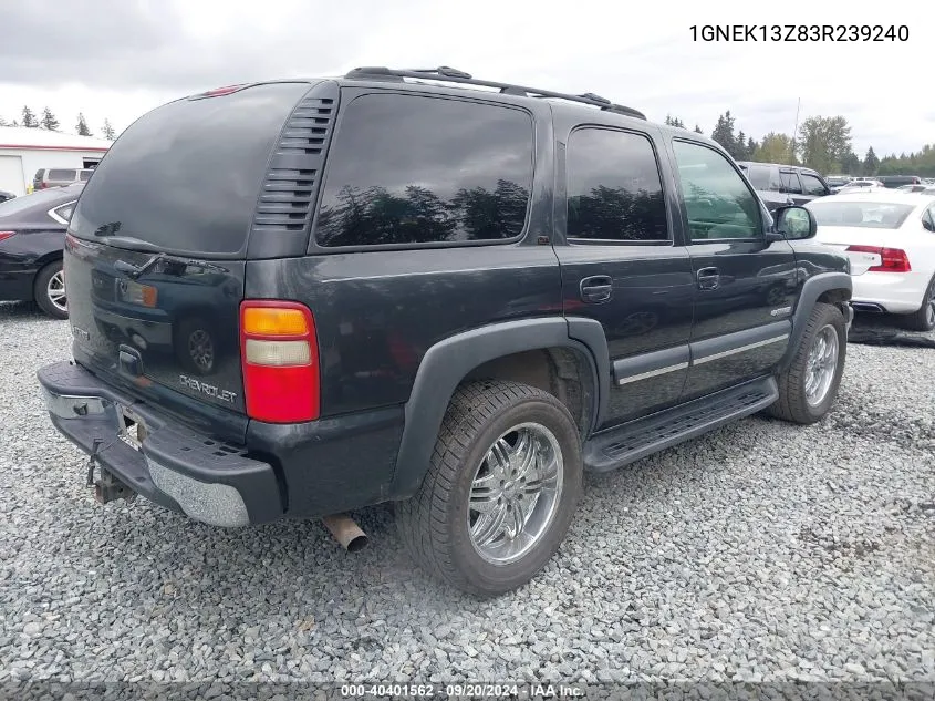 2003 Chevrolet Tahoe Lt VIN: 1GNEK13Z83R239240 Lot: 40401562