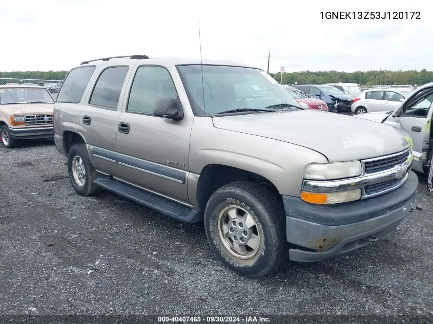 2003 Chevrolet Tahoe Ls VIN: 1GNEK13Z53J120172 Lot: 40407465