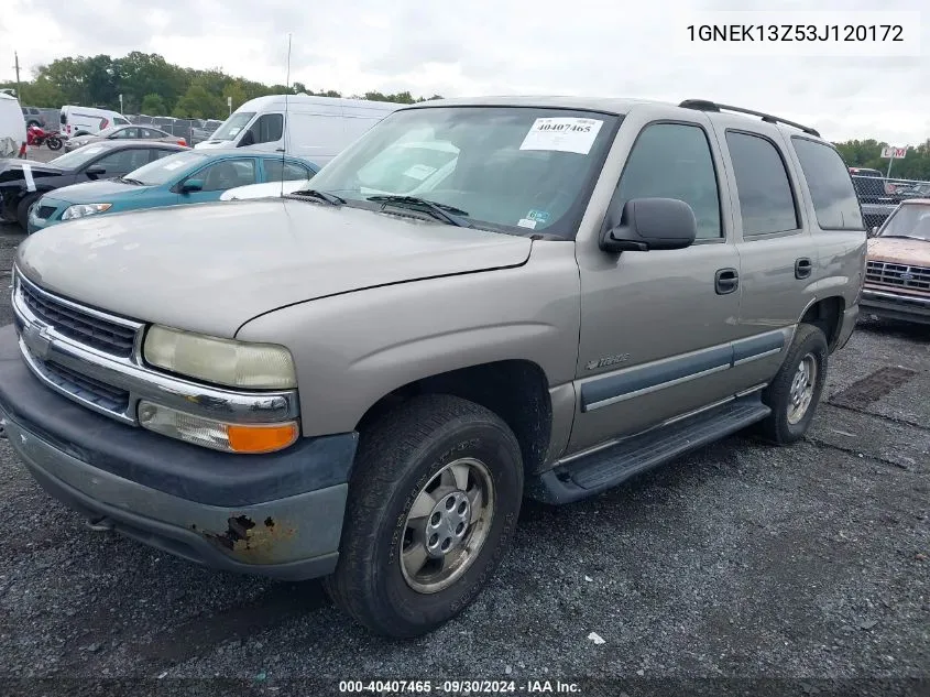 2003 Chevrolet Tahoe Ls VIN: 1GNEK13Z53J120172 Lot: 40407465