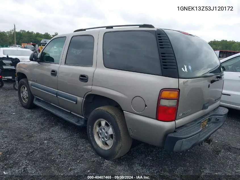 2003 Chevrolet Tahoe Ls VIN: 1GNEK13Z53J120172 Lot: 40407465