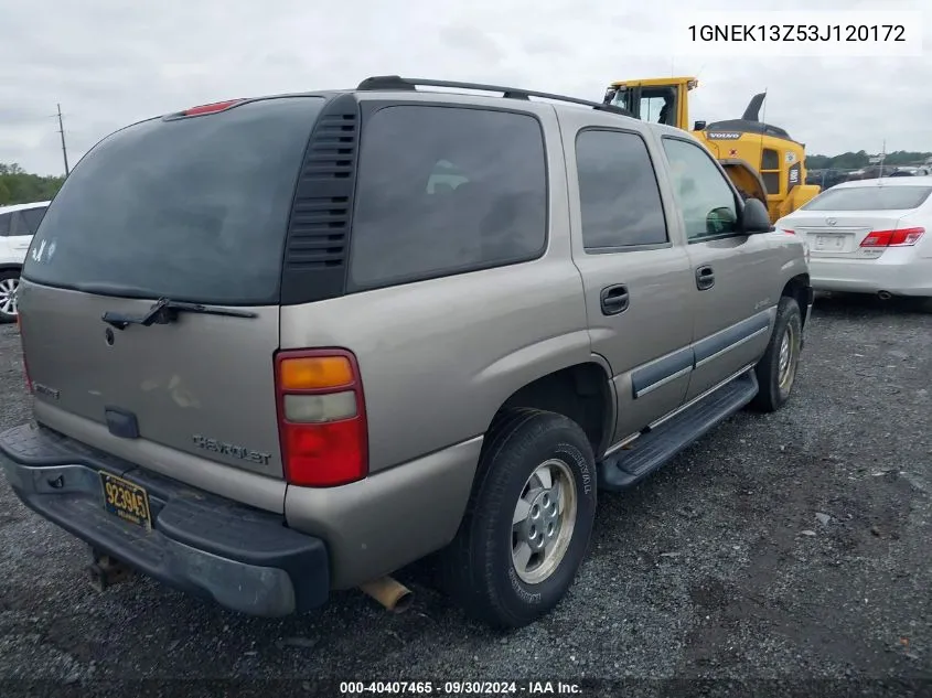 2003 Chevrolet Tahoe Ls VIN: 1GNEK13Z53J120172 Lot: 40407465