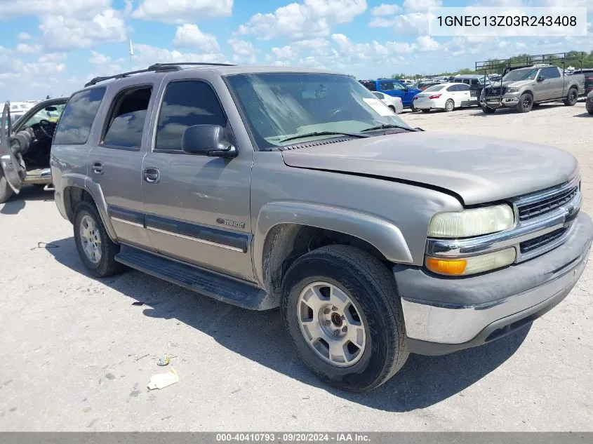 2003 Chevrolet Tahoe Ls VIN: 1GNEC13Z03R243408 Lot: 40410793