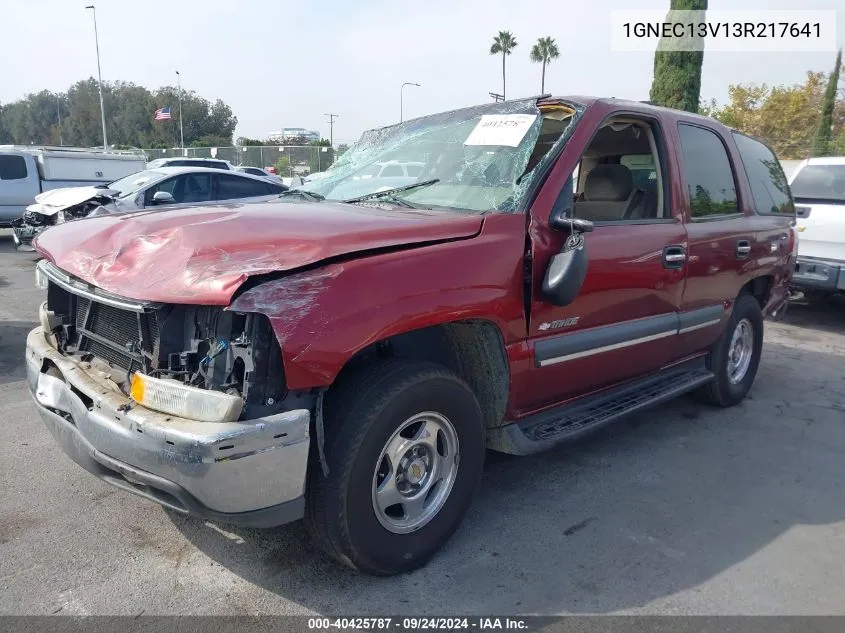 2003 Chevrolet Tahoe Ls VIN: 1GNEC13V13R217641 Lot: 40425787