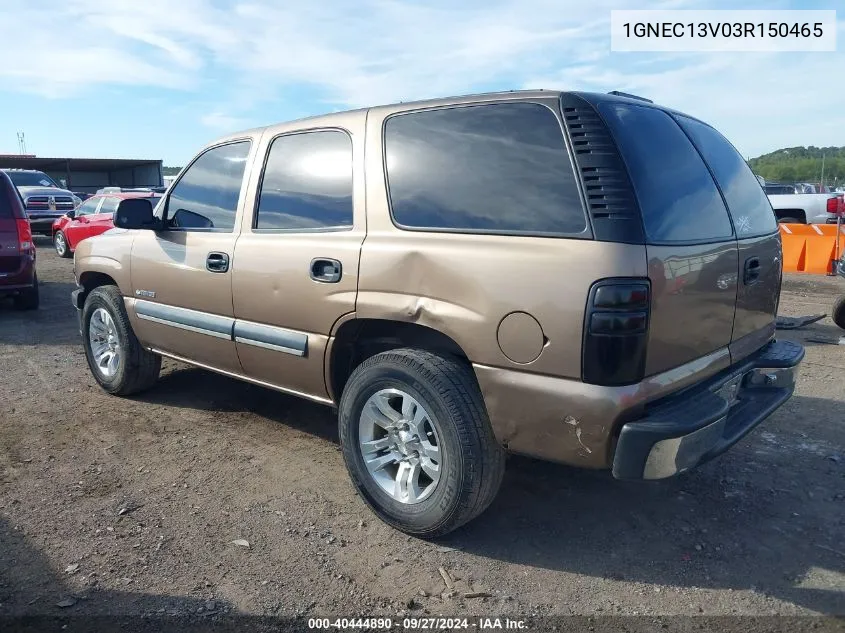 2003 Chevrolet Tahoe Ls VIN: 1GNEC13V03R150465 Lot: 40444890