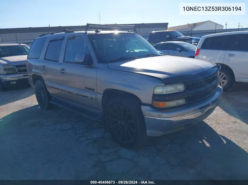 2003 Chevrolet Tahoe Lt VIN: 1GNEC13Z53R306194 Lot: 40456673