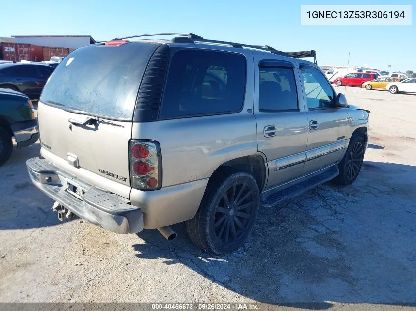 2003 Chevrolet Tahoe Lt VIN: 1GNEC13Z53R306194 Lot: 40456673