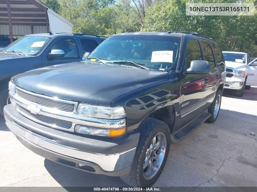 2003 Chevrolet Tahoe Lt VIN: 1GNEC13T53R165171 Lot: 40474796