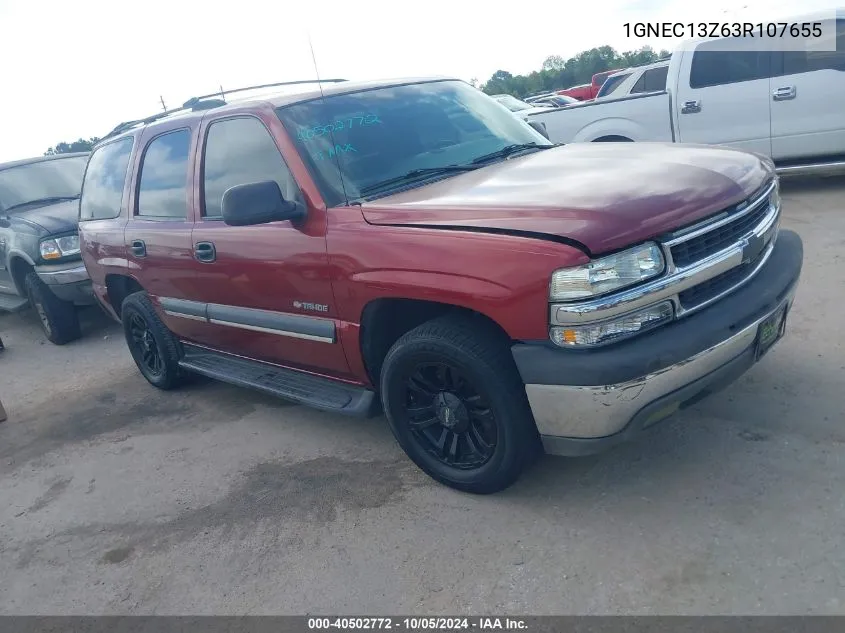 2003 Chevrolet Tahoe Ls VIN: 1GNEC13Z63R107655 Lot: 40502772