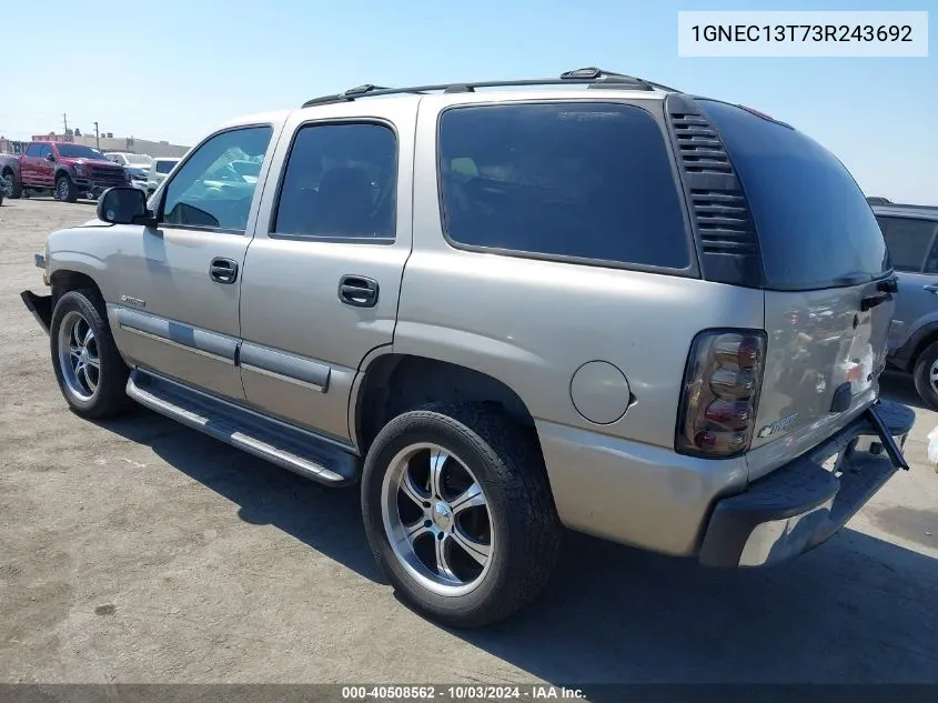 2003 Chevrolet Tahoe Ls VIN: 1GNEC13T73R243692 Lot: 40508562