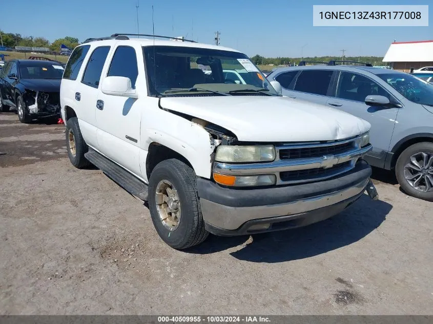 2003 Chevrolet Tahoe Ls VIN: 1GNEC13Z43R177008 Lot: 40509955