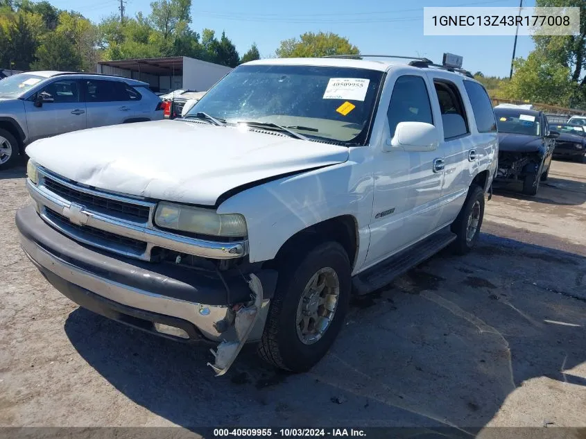 2003 Chevrolet Tahoe Ls VIN: 1GNEC13Z43R177008 Lot: 40509955