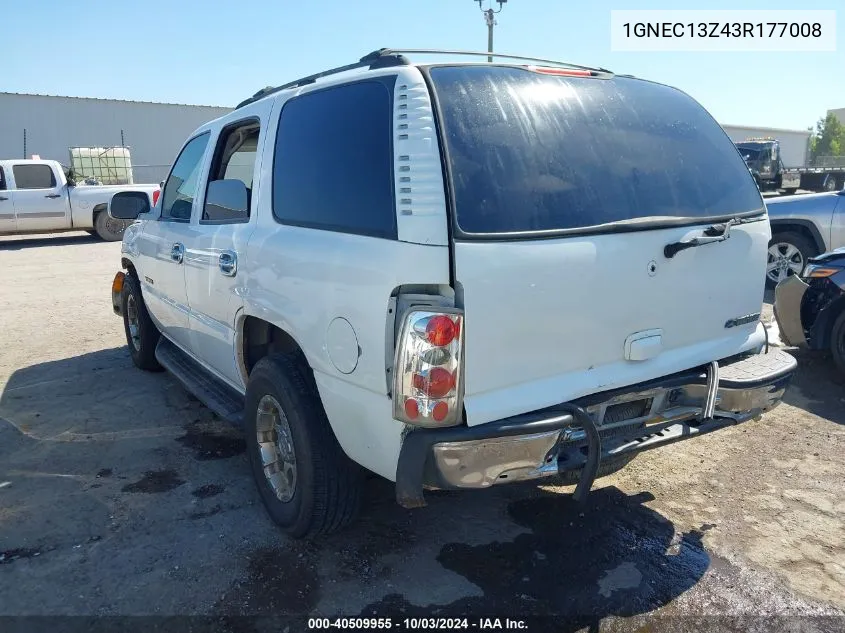 2003 Chevrolet Tahoe Ls VIN: 1GNEC13Z43R177008 Lot: 40509955