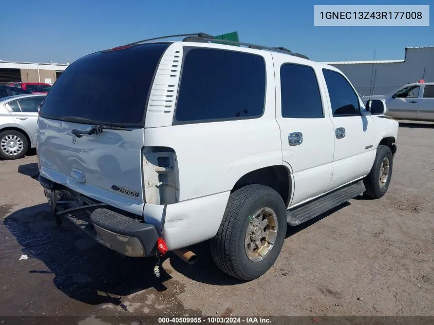 2003 Chevrolet Tahoe Ls VIN: 1GNEC13Z43R177008 Lot: 40509955