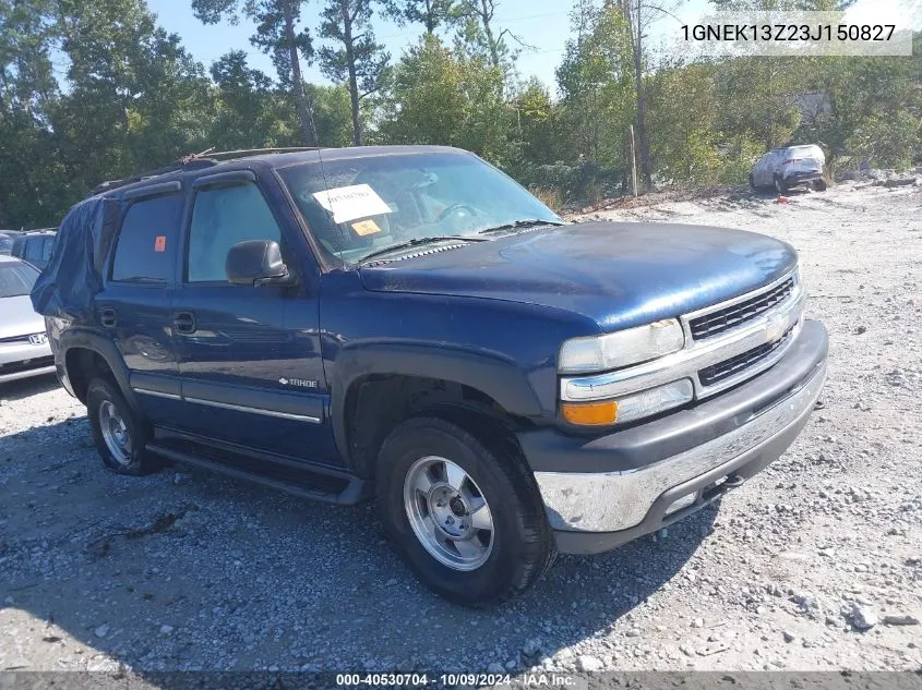 2003 Chevrolet Tahoe Ls VIN: 1GNEK13Z23J150827 Lot: 40530704