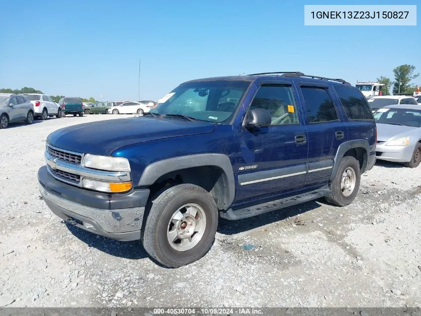 2003 Chevrolet Tahoe Ls VIN: 1GNEK13Z23J150827 Lot: 40530704