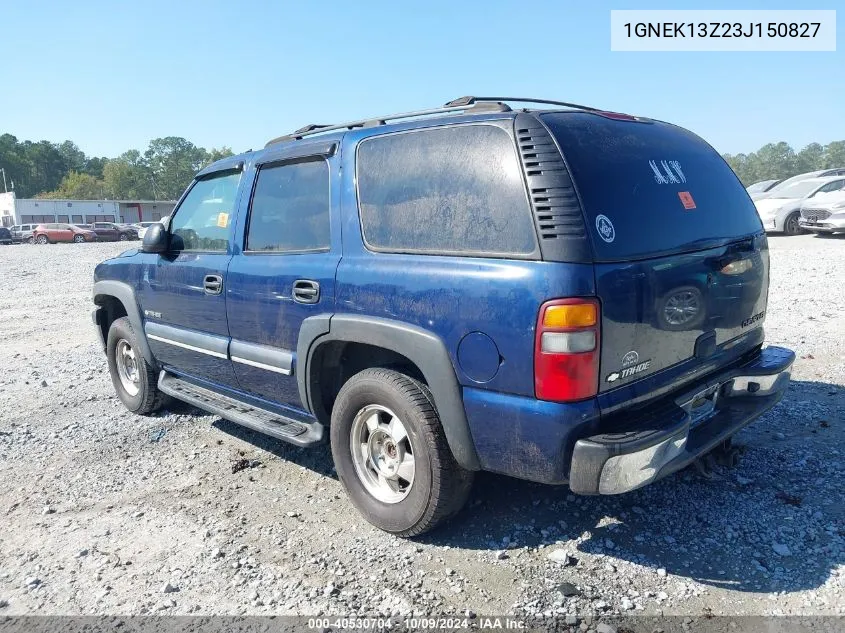 2003 Chevrolet Tahoe Ls VIN: 1GNEK13Z23J150827 Lot: 40530704