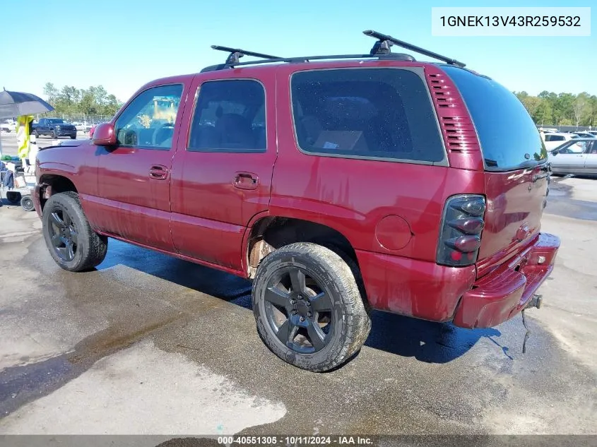 2003 Chevrolet Tahoe Ls VIN: 1GNEK13V43R259532 Lot: 40551305