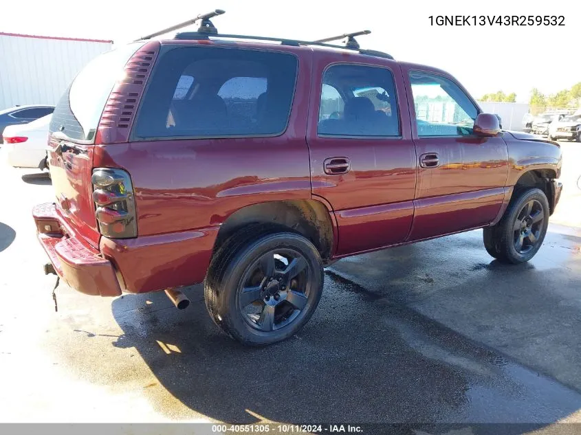 2003 Chevrolet Tahoe Ls VIN: 1GNEK13V43R259532 Lot: 40551305