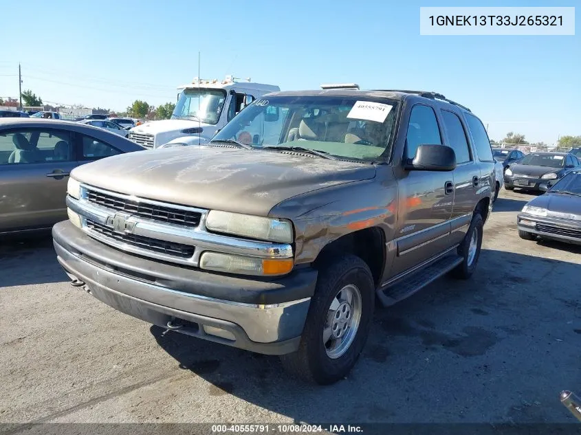 2003 Chevrolet Tahoe Ls VIN: 1GNEK13T33J265321 Lot: 40555791