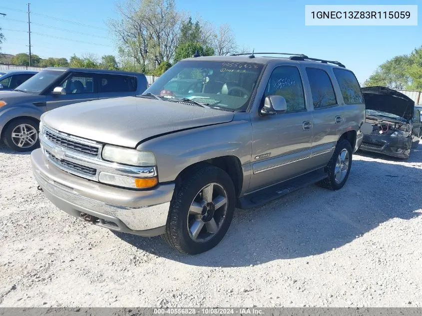 2003 Chevrolet Tahoe Lt VIN: 1GNEC13Z83R115059 Lot: 40556828